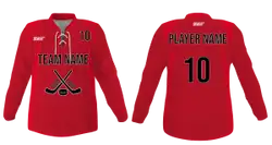 Custom vibrant red youth unisex hockey jersey laces - Jersey