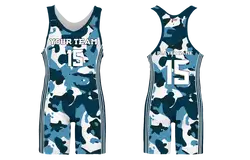 Custom adult youth unisex powerlifting suits navy camo recon - Powerlifting-singlets