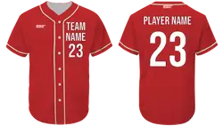 Custom strong red adult youth unisex full buttons baseball jersey - Jersey