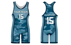 Custom blue recon camo adult youth unisex powerlifting singlets - Powerlifting-singlets