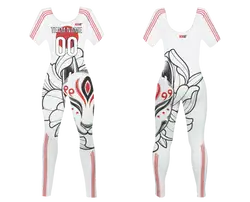 Custom women short sleeve dance bodysuit rising sun - Dance-bodysuits