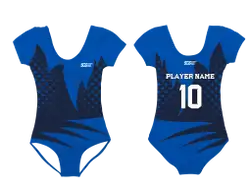 Custom short sleeve  gymnastic uniform adult youth blue flames - Gymnastics-uniforms