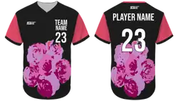 Custom big flowers nature adult youth unisex no buttons softball jersey - Jersey