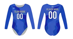 Custom women long sleeve one piece dance uniform blue wave - Dance-jerseys