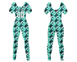 Custom women short sleeve dance bodysuit circlet glow - Dance-bodysuits