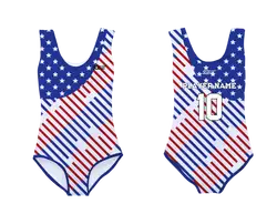 Custom sleeveless gymnastic uniform adult youth patriotic stripes - Gymnastics-uniforms