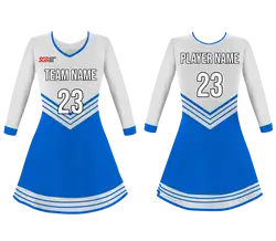 Custom elegant blue adult youth unisex cheerleading dresses long sleeve jersey - Cheerleading-dress