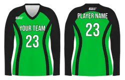 Custom green solids adult youth volleyball  long sleeve jersey - Jersey
