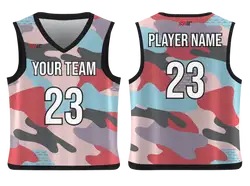 Custom magnified camo adult youth unisex basketball jersey - reversible uniform - Jersey