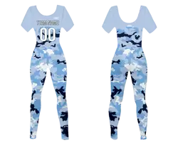 Custom women short sleeve dance bodysuit camo blaze - Dance-bodysuits