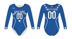 Custom women long sleeve one piece dance uniform blue elite - Dance-jerseys