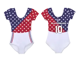 Custom short sleeve  gymnastic uniform adult youth patriotic pride - Gymnastics-uniforms