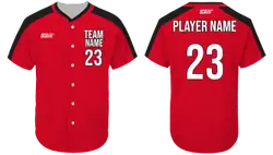 Custom reddish orange adult youth unisex full buttons softball jersey - Jersey