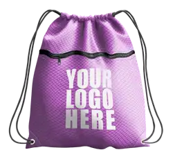 Purple drawstring bag with zipper - Drawstring-bag