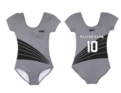 Custom short sleeve  gymnastic uniform adult youth grey polka - Gymnastics-uniforms