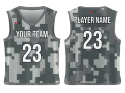 Custom pixelated camo adult youth unisex basketball jersey - reversible uniform - Jersey