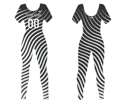 Custom women short sleeve dance bodysuit linear flow - Dance-bodysuits
