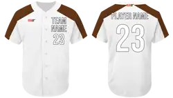 Custom white and cocoa adult youth unisex full buttons softball jersey - Jersey
