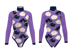 Custom cheerleading bodysuit adult youth whimsical clouds - Cheerleading-bodysuits