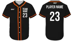 Custom black orange adult youth unisex full buttons softball jersey - Jersey
