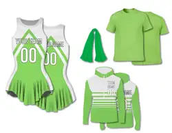 Custom figure skating sleeveless uniform neon ice glow adult youth pleated skirt - Figure-skating-uniforms