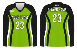 Custom green solids adult youth volleyball  long sleeve jersey - Jersey