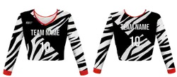 Custom zebra camo design youth adult unisex cheerleading long sleeve crop top jersey - Jersey