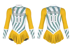 Custom figure skating long sleeve one piece uniform ashen wave adult youth pleated skirt - Figure-skating-uniforms
