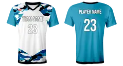 Custom black and blue camo youth unisex cheerleading short sleeve tight fit jersey - Jersey