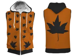 Custom front multi leaves adult youth unisex sleeveless full zip hoodie - Hoodie