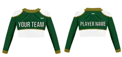 Custom solid green cheerleading long sleeve crop top uniform - Jersey