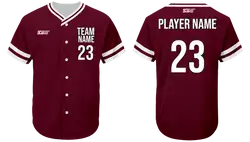 Custom brownish crimson adult youth unisex full buttons softball jersey - Jersey