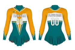 Custom figure skating long sleeve uniform prismatic flares adult youth pleated skirt - Figure-skating-uniforms