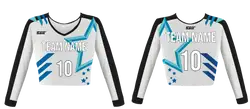 Custom spring azure star youth adult unisex cheerleading long sleeve crop top jersey - Jersey