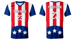 Custom  three white stars youth unisex cheerleading short sleeve tight fit jersey - Jersey