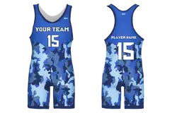 Custom adult youth unisex powerlifting suits blue tactical camo - Powerlifting-singlets