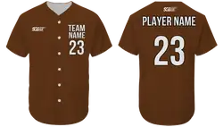 Custom solid brown adult youth unisex full buttons softball jersey - Jersey