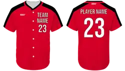 Custom reddish orange adult youth unisex full buttons softball jersey - Jersey
