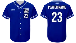 Custom royal blue outline adult youth unisex full buttons softball jersey - Jersey