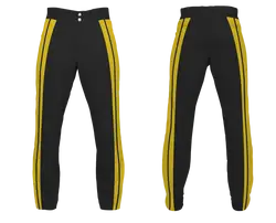 Custom designed full button black  adult youth unisex baseball pants - Baseball-pants