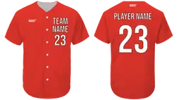 Custom bulldog red fury adult youth unisex full buttons softball jersey - Jersey