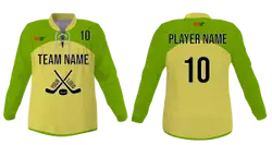 Custom solid yellow and green adult youth unisex hockey jersey with laces - Jersey