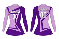 Custom figure skating long sleeve uniform twilight lilac adult youth plain skirt - Figure-skating-uniforms