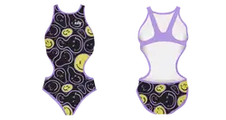 Custom youth open cut bathing suit smiley face - Swimming-bathing-suits
