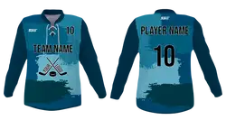 Custom blue distorted youth unisex hockey jersey laces - Jersey