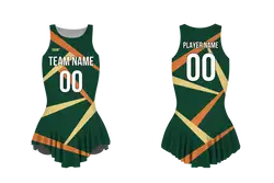 Custom figure skating sleeveless uniform deep green ember adult youth pleated skirt - Figure-skating-uniforms