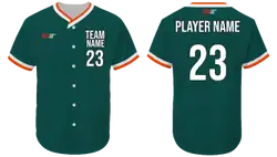 Custom emerald hurricane adult youth unisex full buttons baseball jersey - Jersey