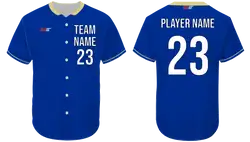Custom golden blue adult youth unisex full buttons baseball jersey - Jersey