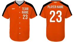 Custom reddish-orange adult youth unisex full buttons baseball jersey - Jersey
