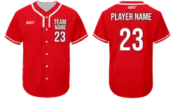 Custom red lily adult youth unisex full buttons baseball jersey - Jersey